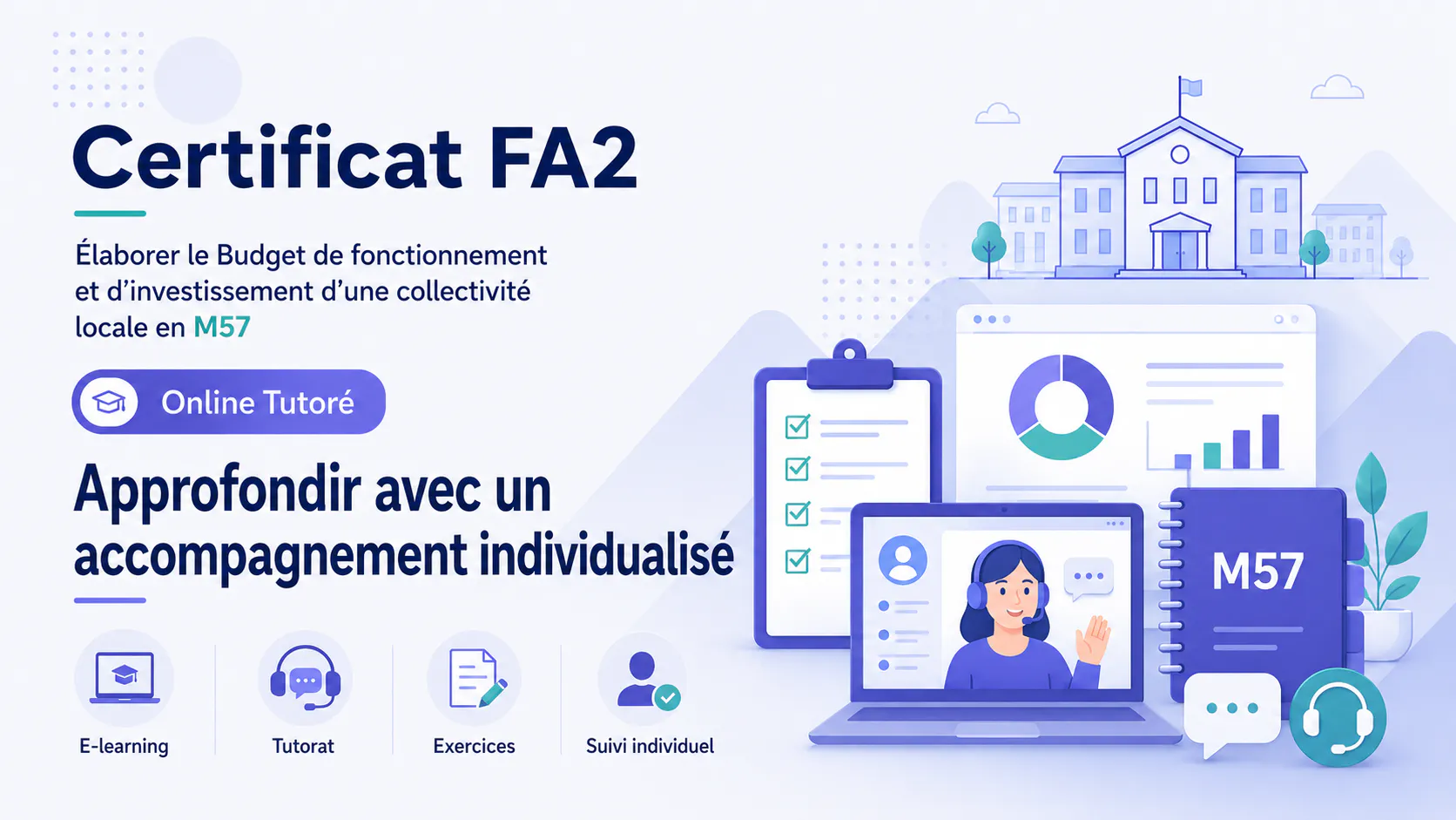 FA2 Online Tutoré – Elaborer le Budget de fonctionnement et d’investissement d’une collectivité locale en M57